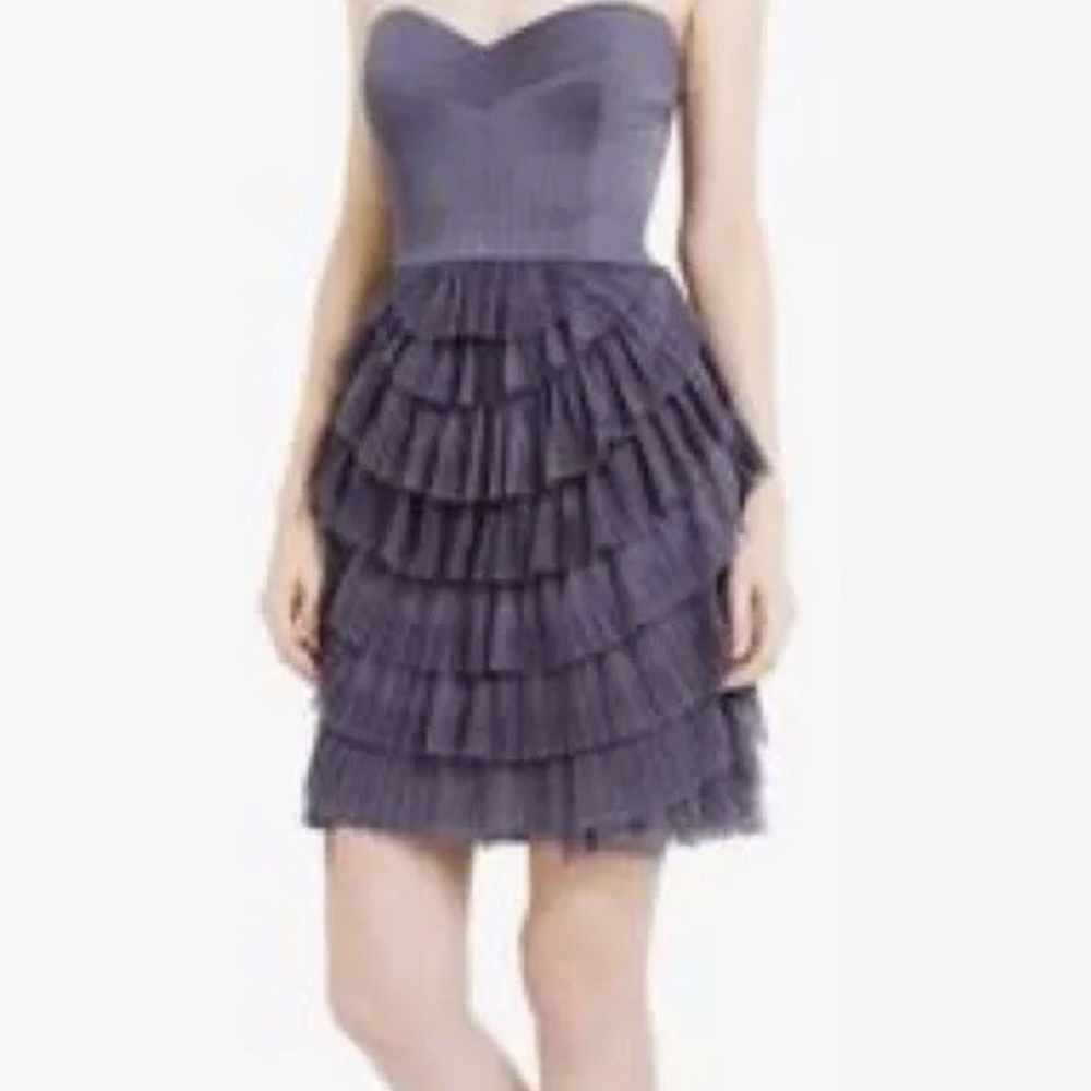 BCBG MAX AZRIA  Sas Plum Strapless Ruffle Cocktail Party Dress - 0